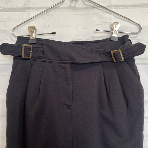 Anthropologie Maeve Double Belt Black Pencil Skirt with pockets Size 6 - Picture 2 of 12